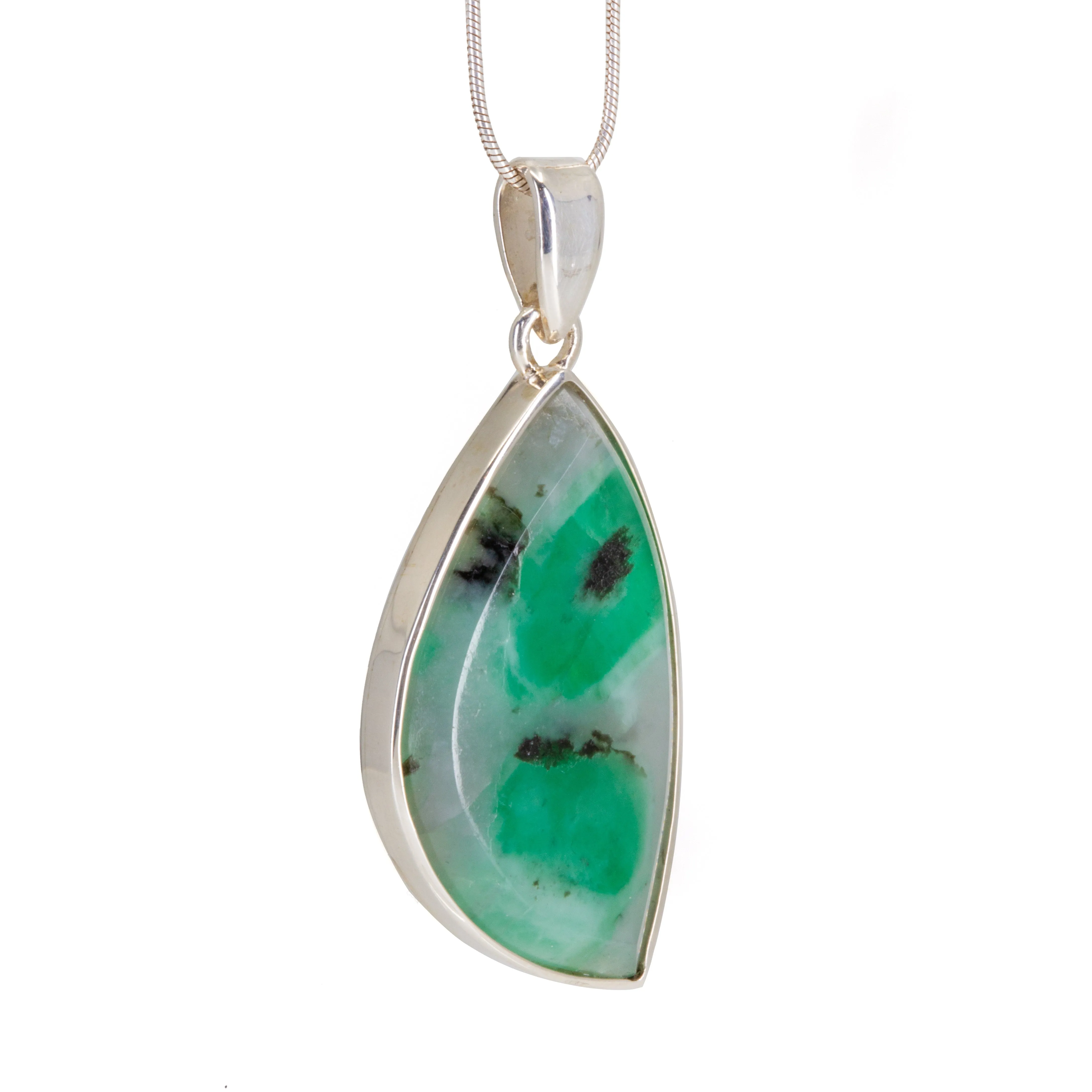 Emerald in Quartz 24.72ct Handcrafted Sterling Silver Pendant