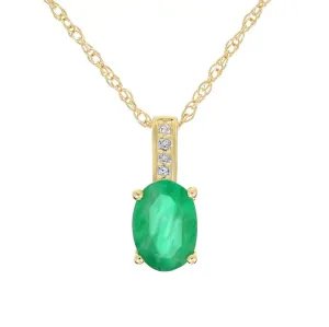 Emerald Pendant in 14kt Gold With White Diamond Accents