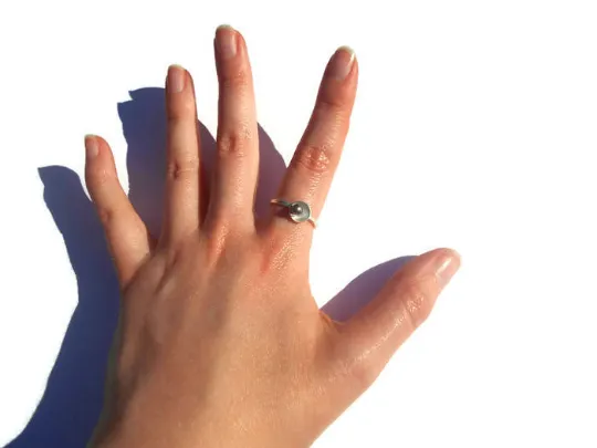 Emergence Sterling Silver Stacking Ring with Black Pearl