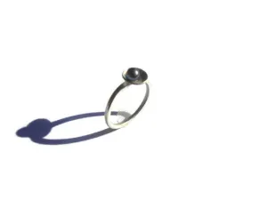 Emergence Sterling Silver Stacking Ring with Black Pearl