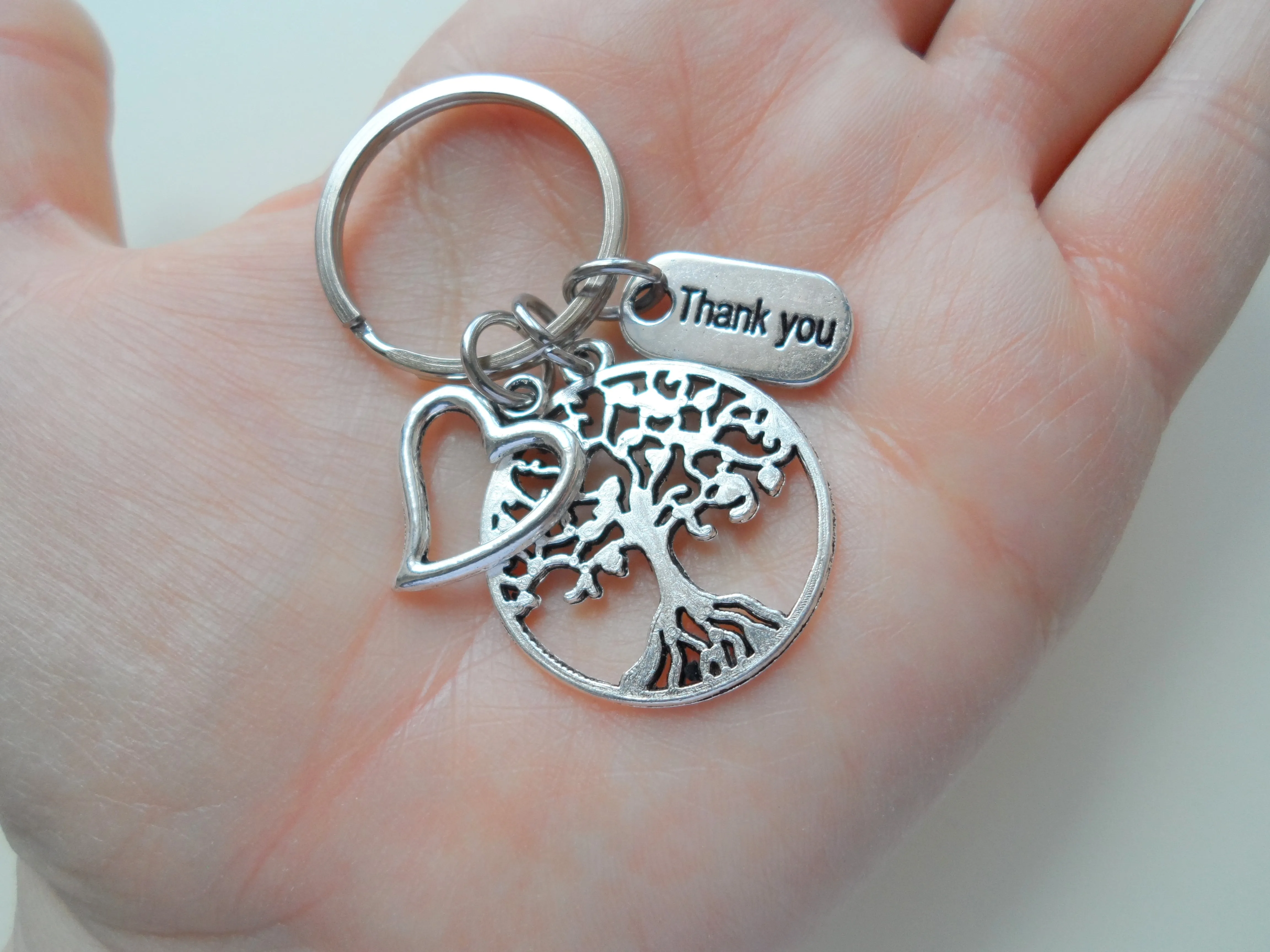 Employee Appreciation Gifts • Speech Therapist Keychain, Speech Language Pathologist Keychain with Tree, SLP Heart, and "Thank You" Tag w/ "Thanks for helping me grow" Card by JewelryEveryday