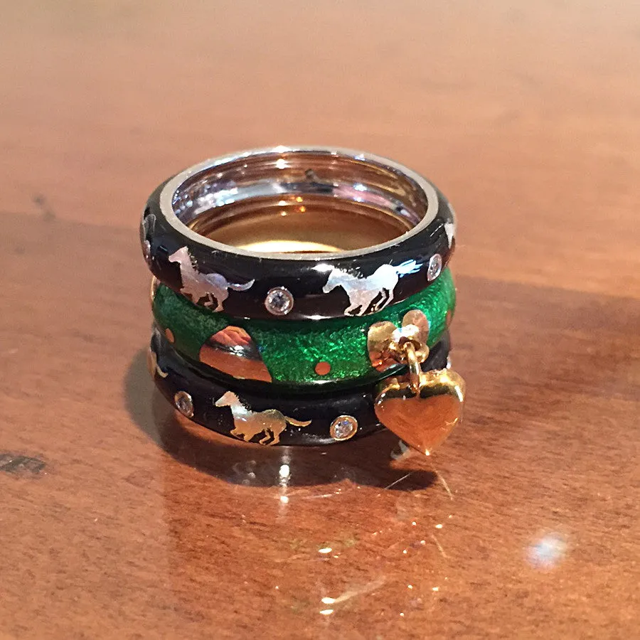 Enamel Horse Diamond Ring, 18k gold