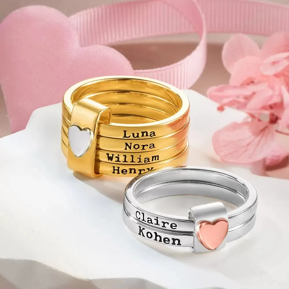 Engraved Stacking Mother's Ring
