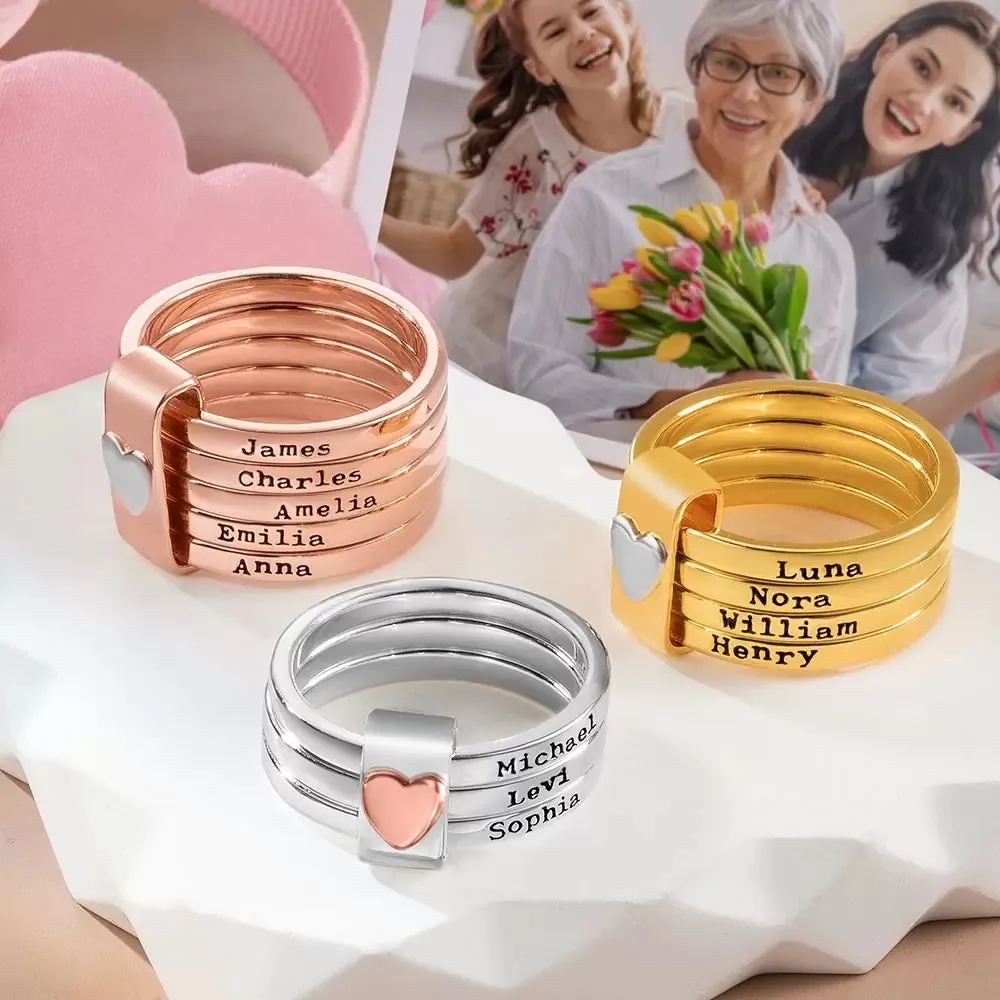 Engraved Stacking Mother's Ring