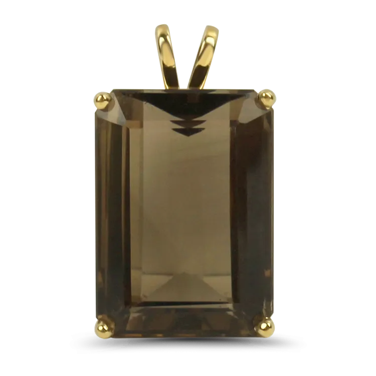 Estate 14k Yellow Gold Emerald Cut Smoky Quartz Pendant