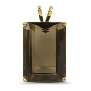 Estate 14k Yellow Gold Emerald Cut Smoky Quartz Pendant