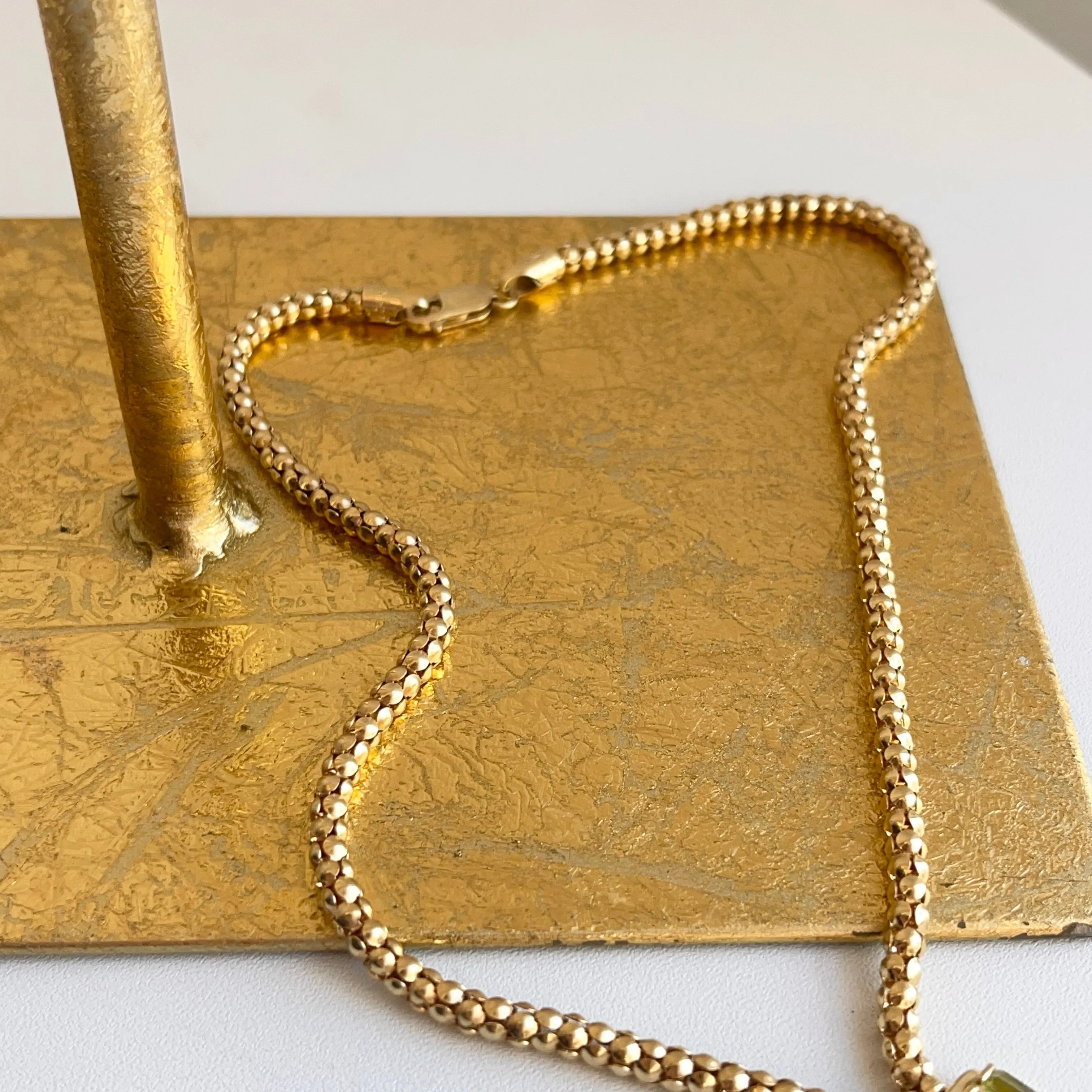 Estate 14KT Yellow Gold Byzantine Multi-Gemstone Popcorn Lariat Necklace