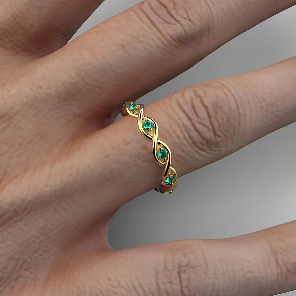 Eternity Gold Band With Emeralds