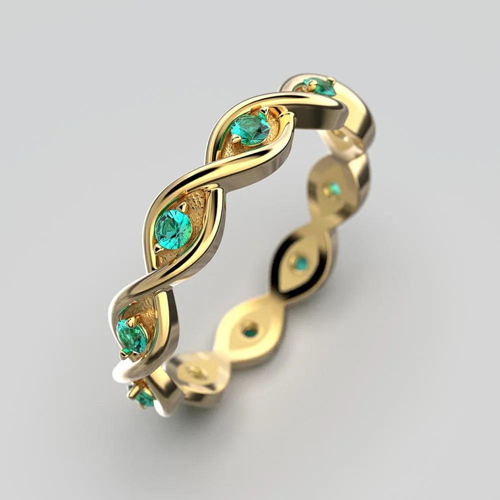 Eternity Gold Band With Emeralds