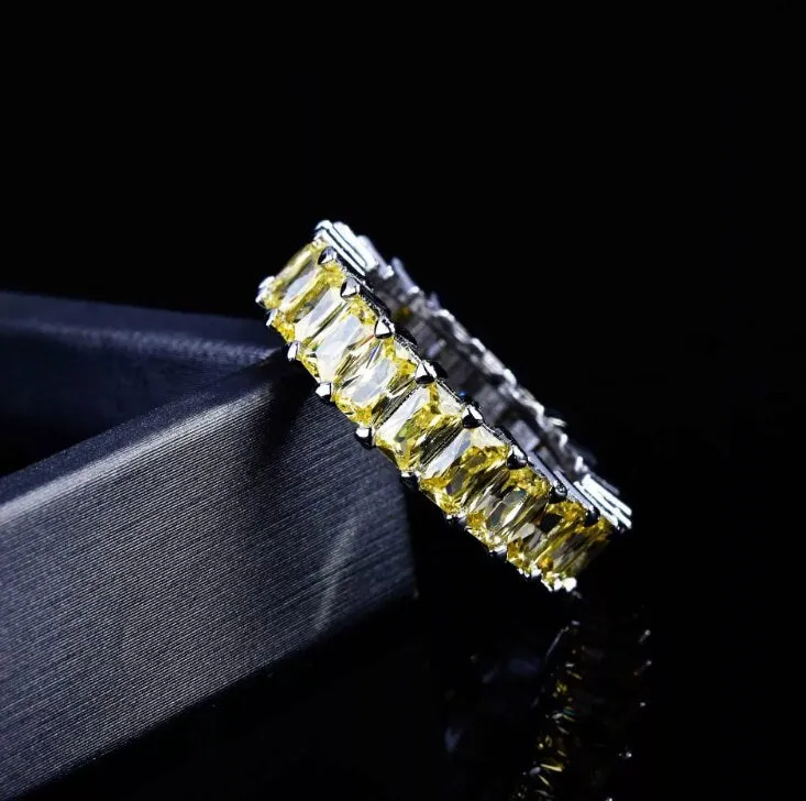 Eternity Ring | Yellow Diamond Ring | Yellow Diamond Engagement Rings | Canary Yellow Diamond Ring | Baguette Ring | Womens Engagement Ring