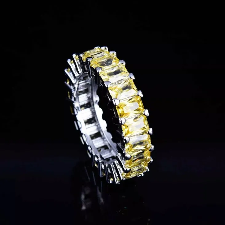 Eternity Ring | Yellow Diamond Ring | Yellow Diamond Engagement Rings | Canary Yellow Diamond Ring | Baguette Ring | Womens Engagement Ring
