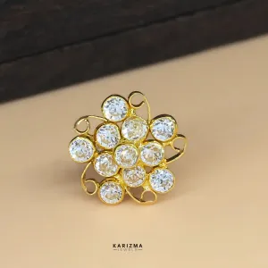 Ethnic 18K Real Gold Indian Women White CZ Nose stud nose ring Push Pin