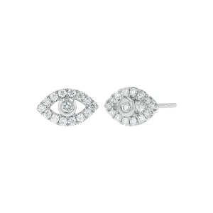 Evil Eye Diamond Stud Earrings