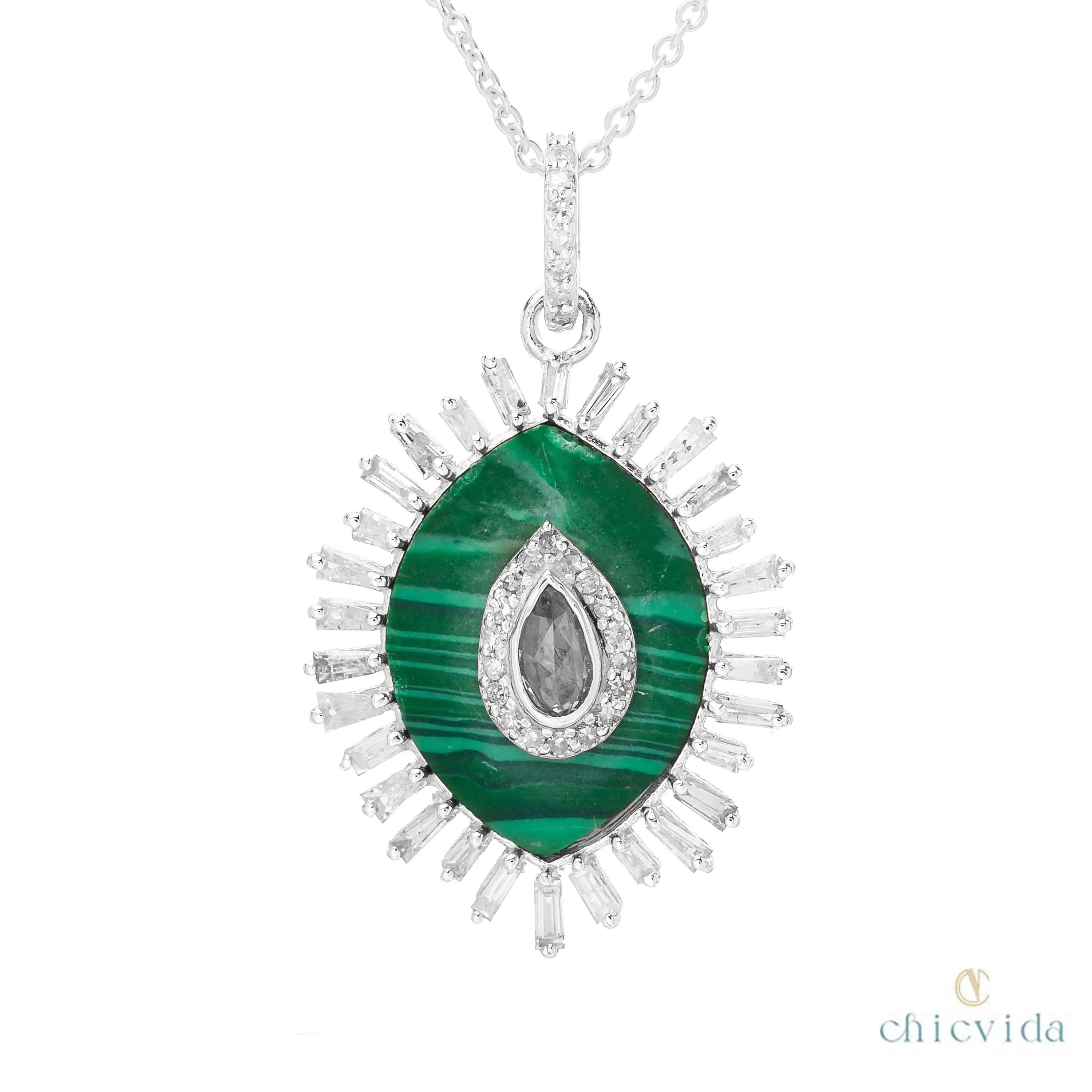 Evil Eye Malachite Gold Pendant