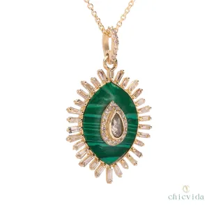 Evil Eye Malachite Gold Pendant