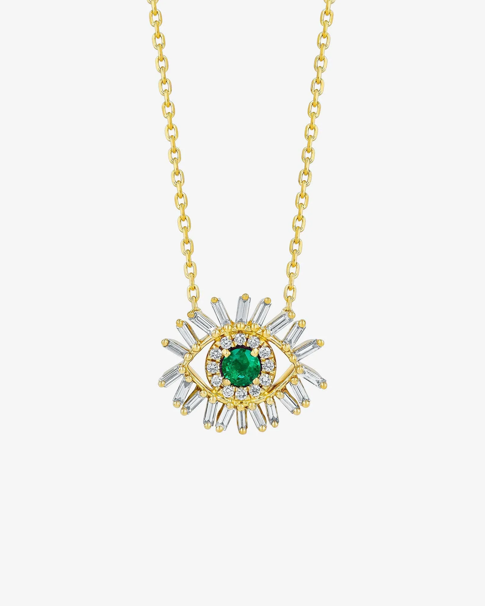 Evil Eye Mini Emerald Pendant