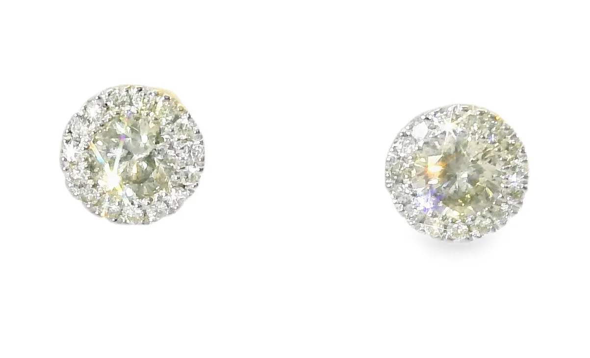 Fabulous Estate 14K White Gold Diamond Solitaire Stud Studs Earrings