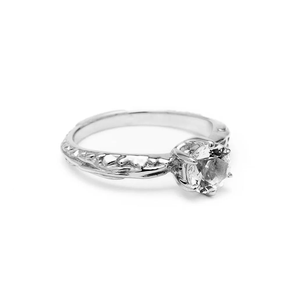 FACETED MATRIX SOLITAIRE RING | HERKIMER