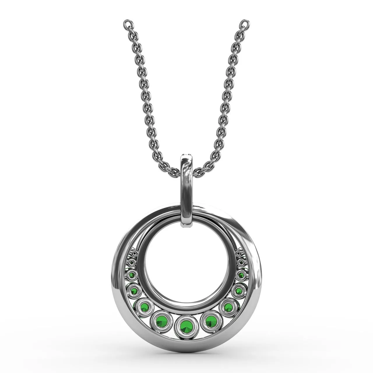 Fana 14k White Gold Always and Forever Emerald Pendant