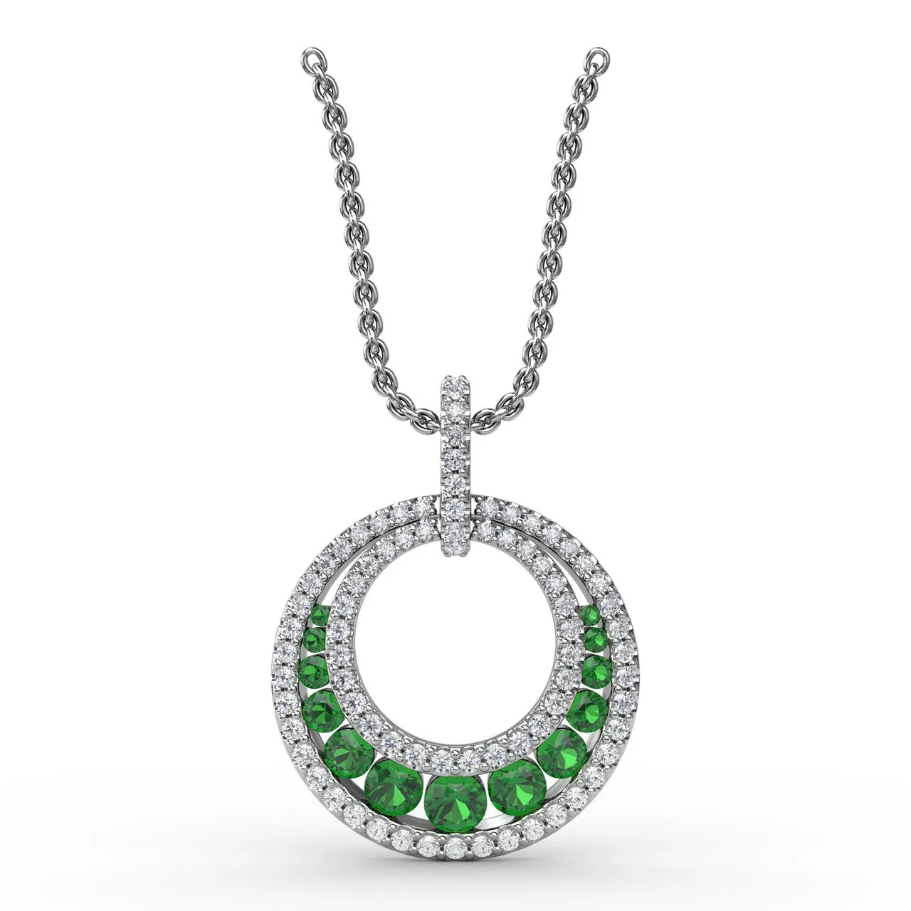 Fana 14k White Gold Always and Forever Emerald Pendant