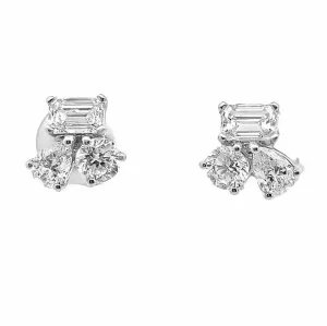 Fancy Shape Trio Diamond Stud Earrings