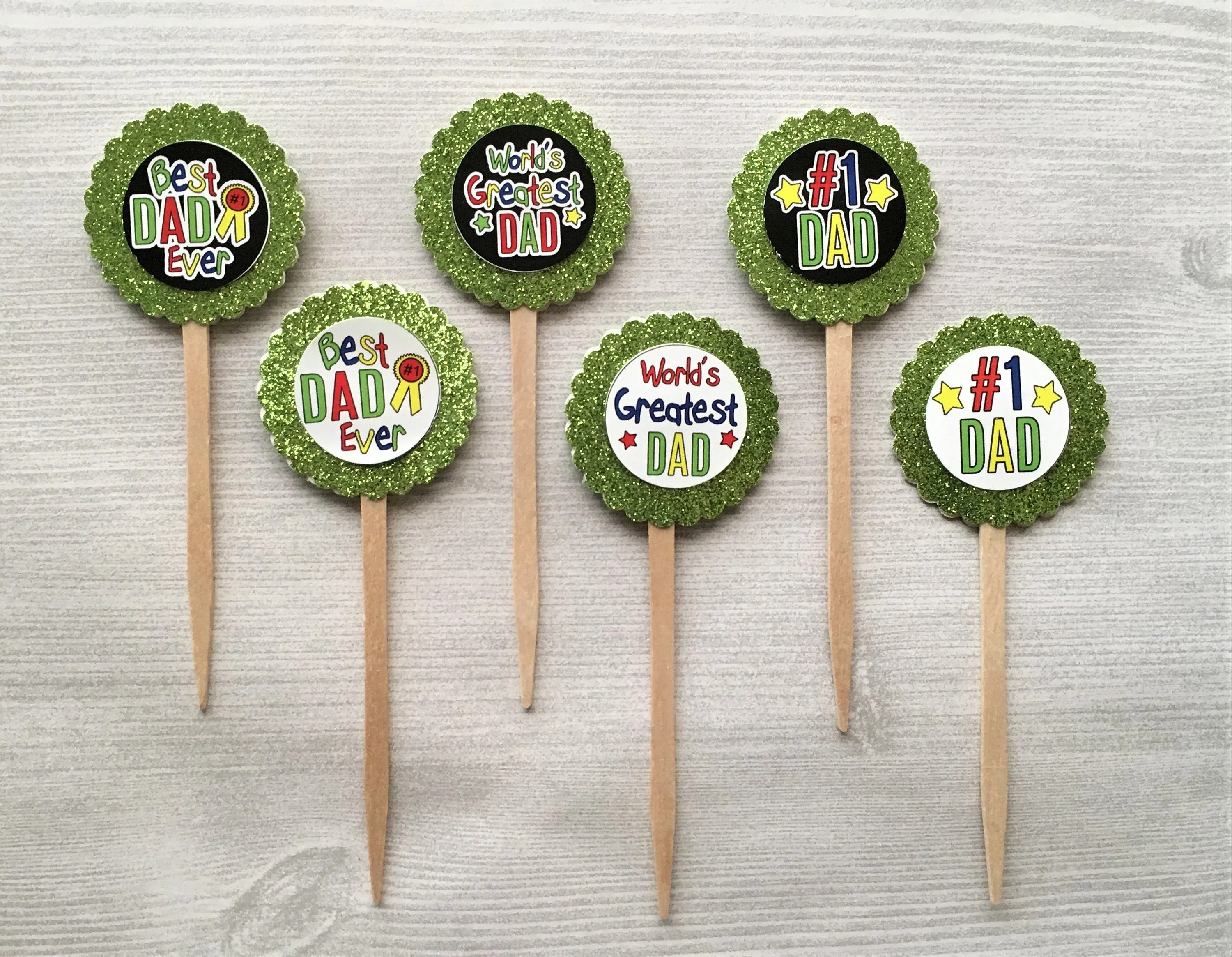 Father, Dad Cupcake Toppers, Set of 6