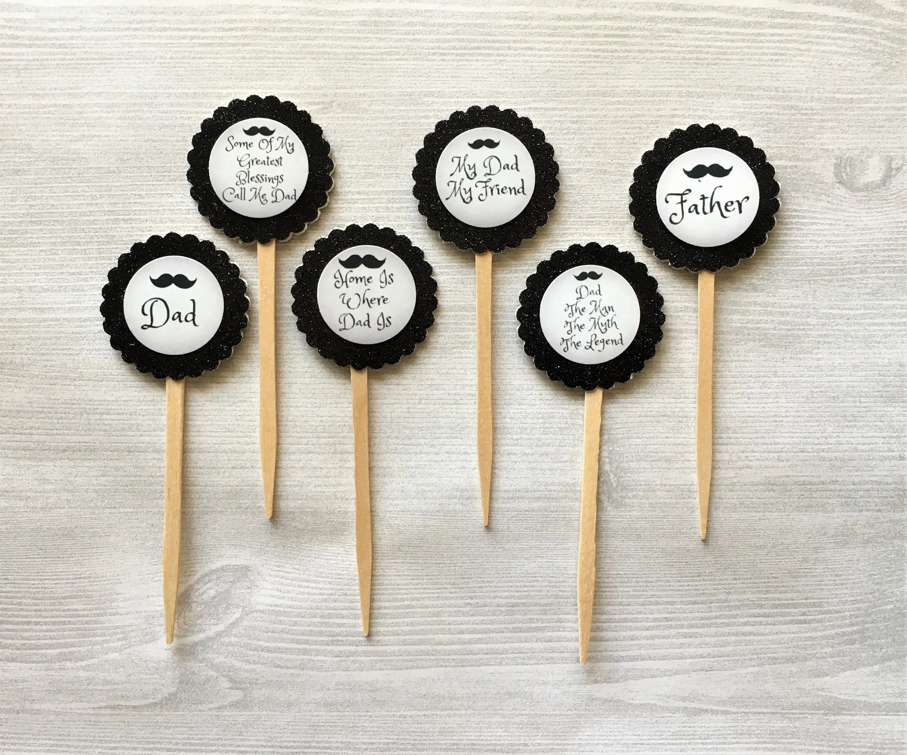 Father, Dad Cupcake Toppers, Set of 6