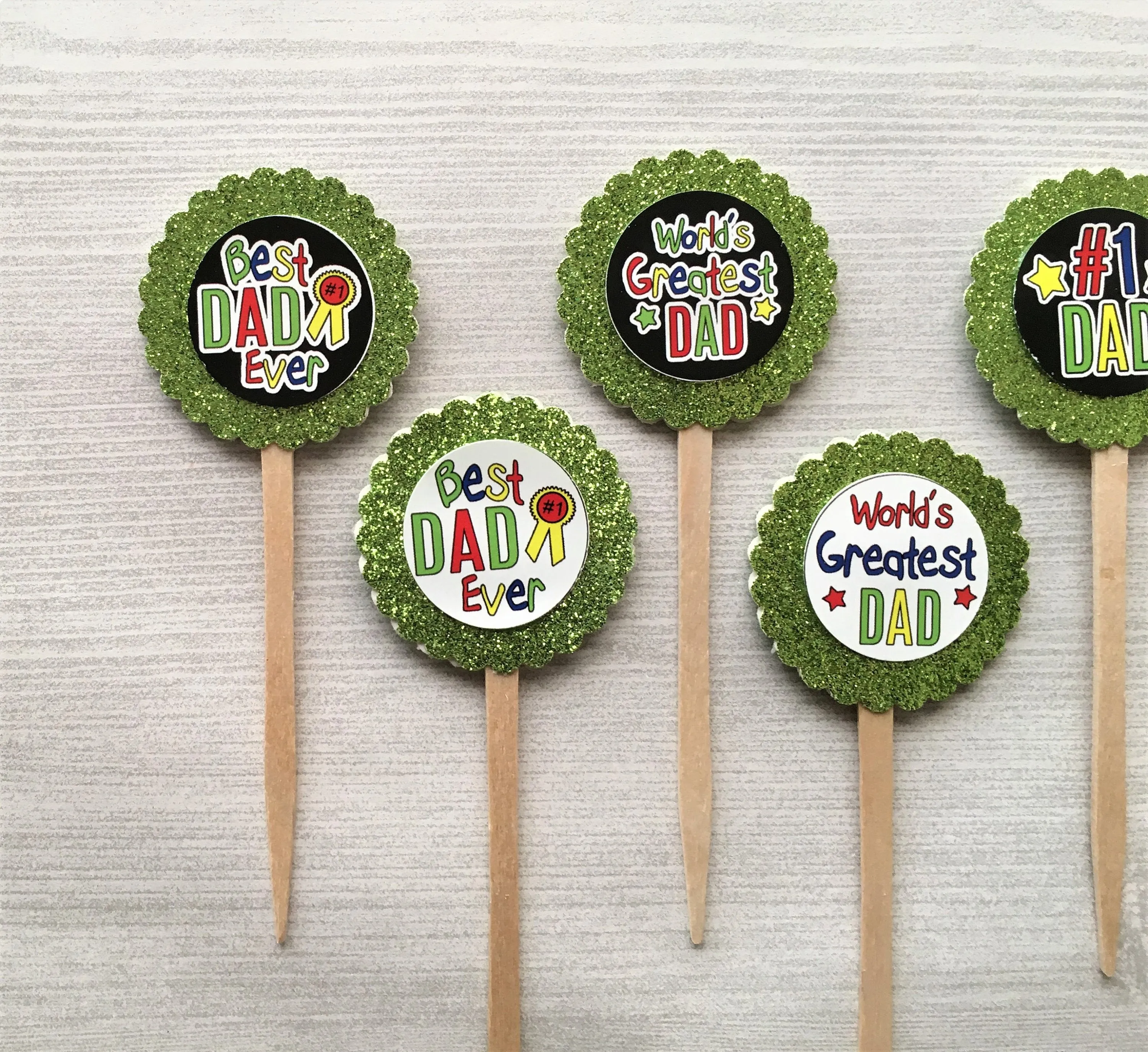 Father, Dad Cupcake Toppers, Set of 6