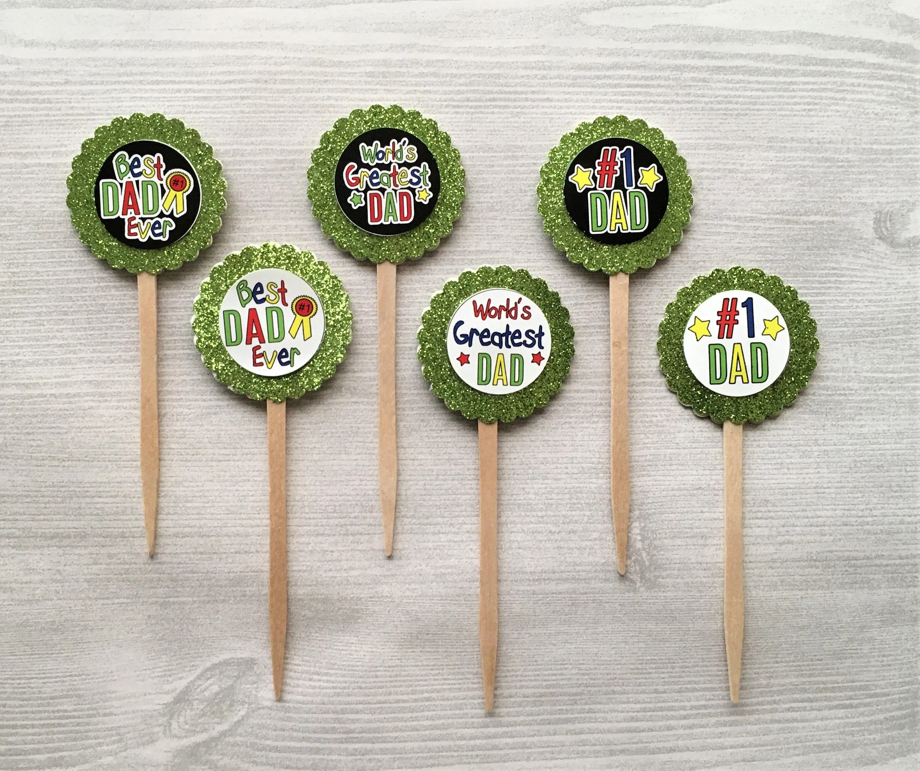 Father, Dad Cupcake Toppers, Set of 6