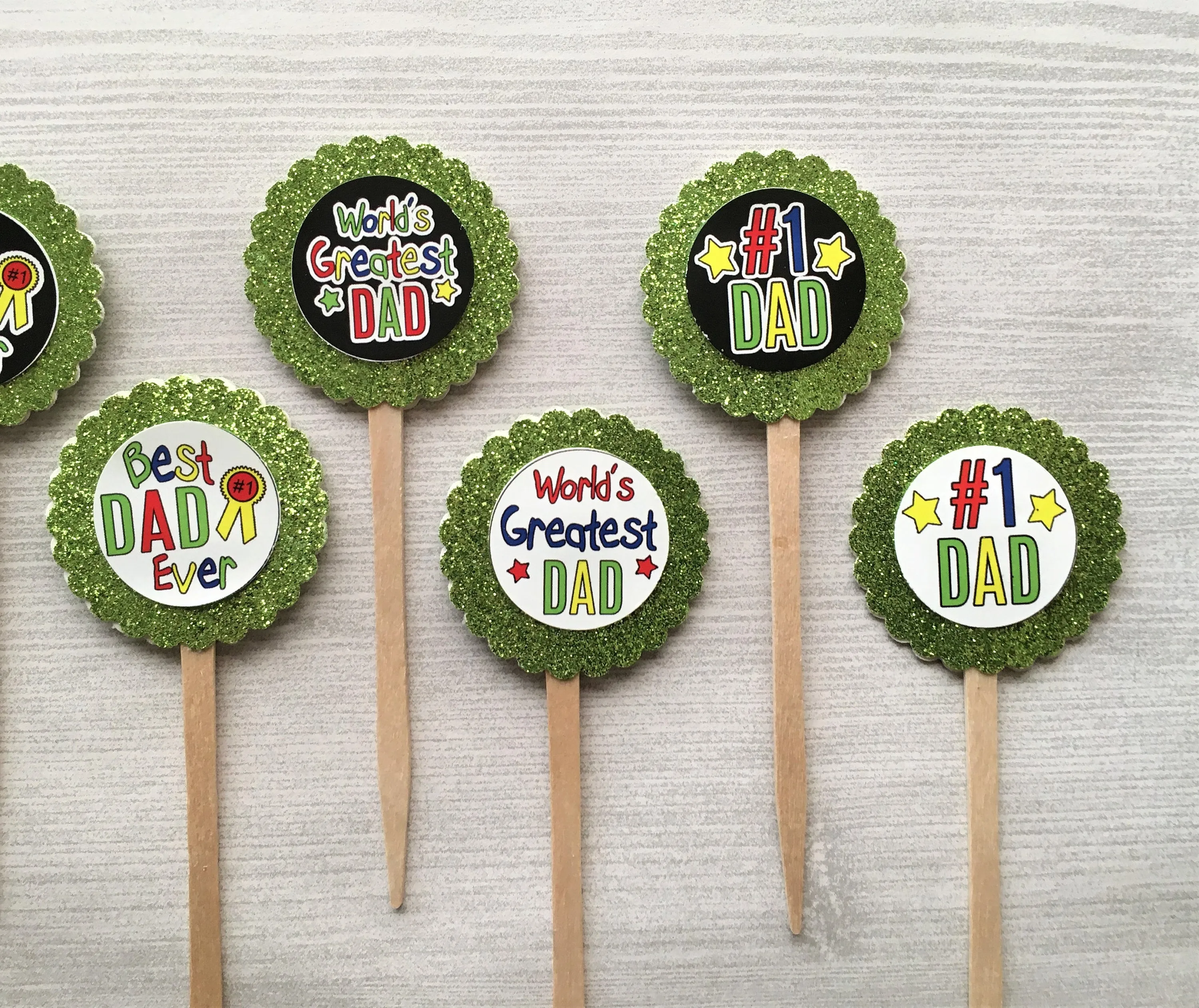 Father, Dad Cupcake Toppers, Set of 6