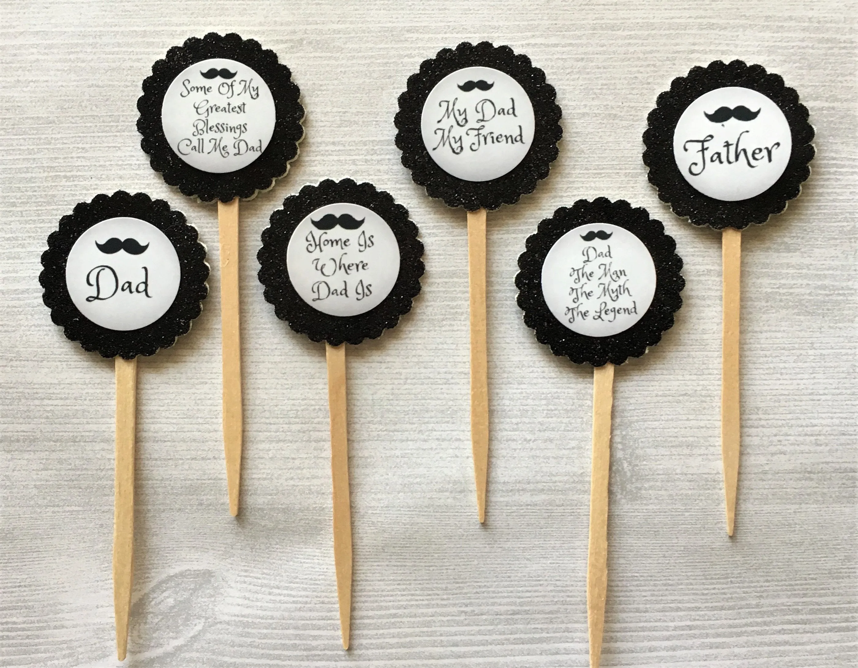 Father, Dad Cupcake Toppers, Set of 6