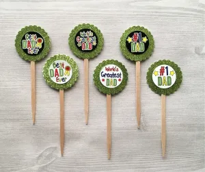 Father, Dad Cupcake Toppers, Set of 6