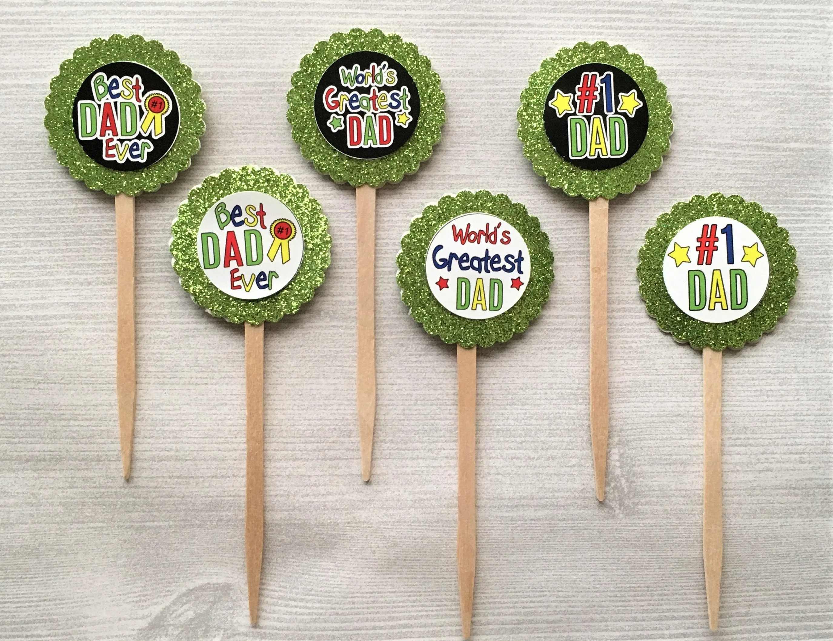 Father, Dad Cupcake Toppers, Set of 6