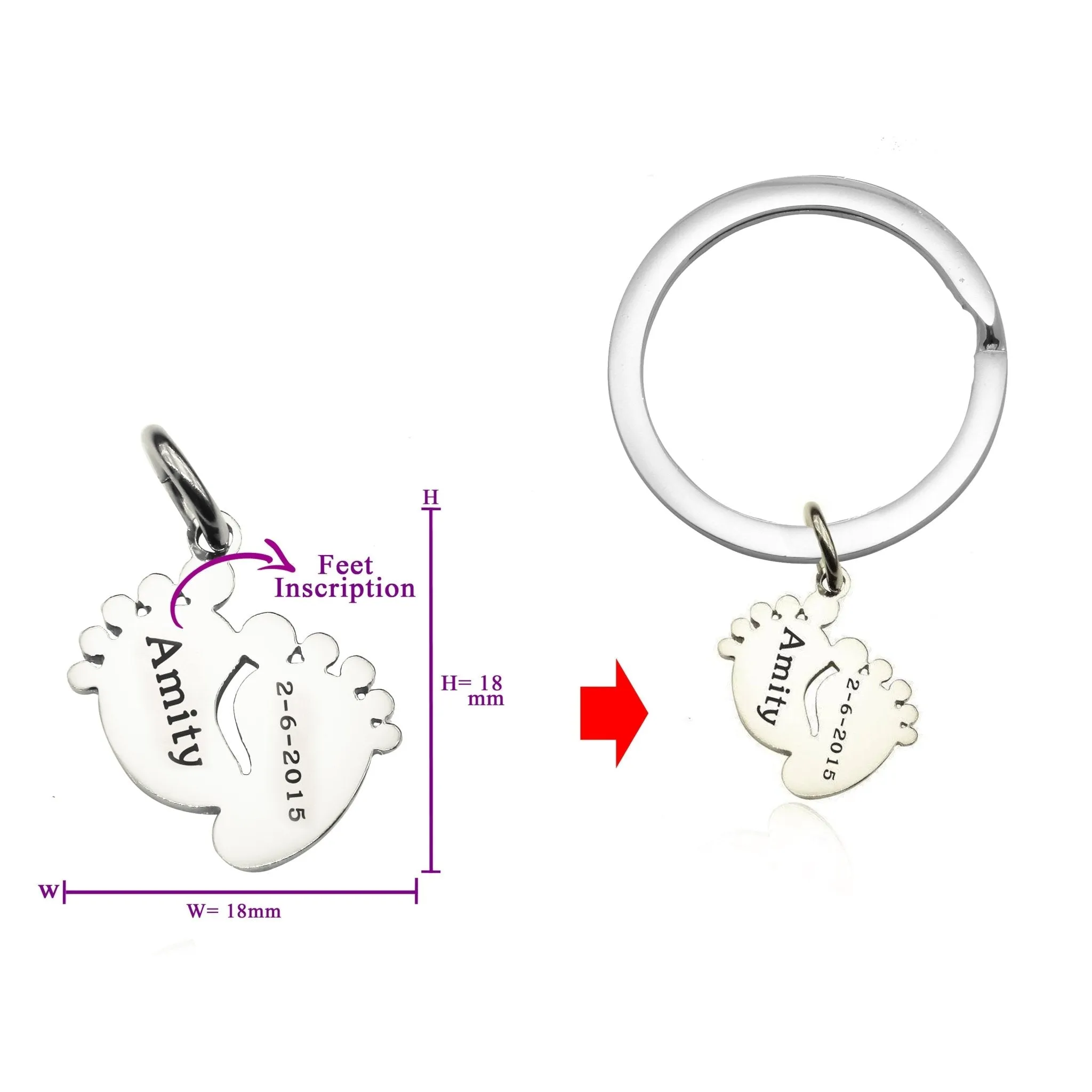 Feet Charm for Keyring