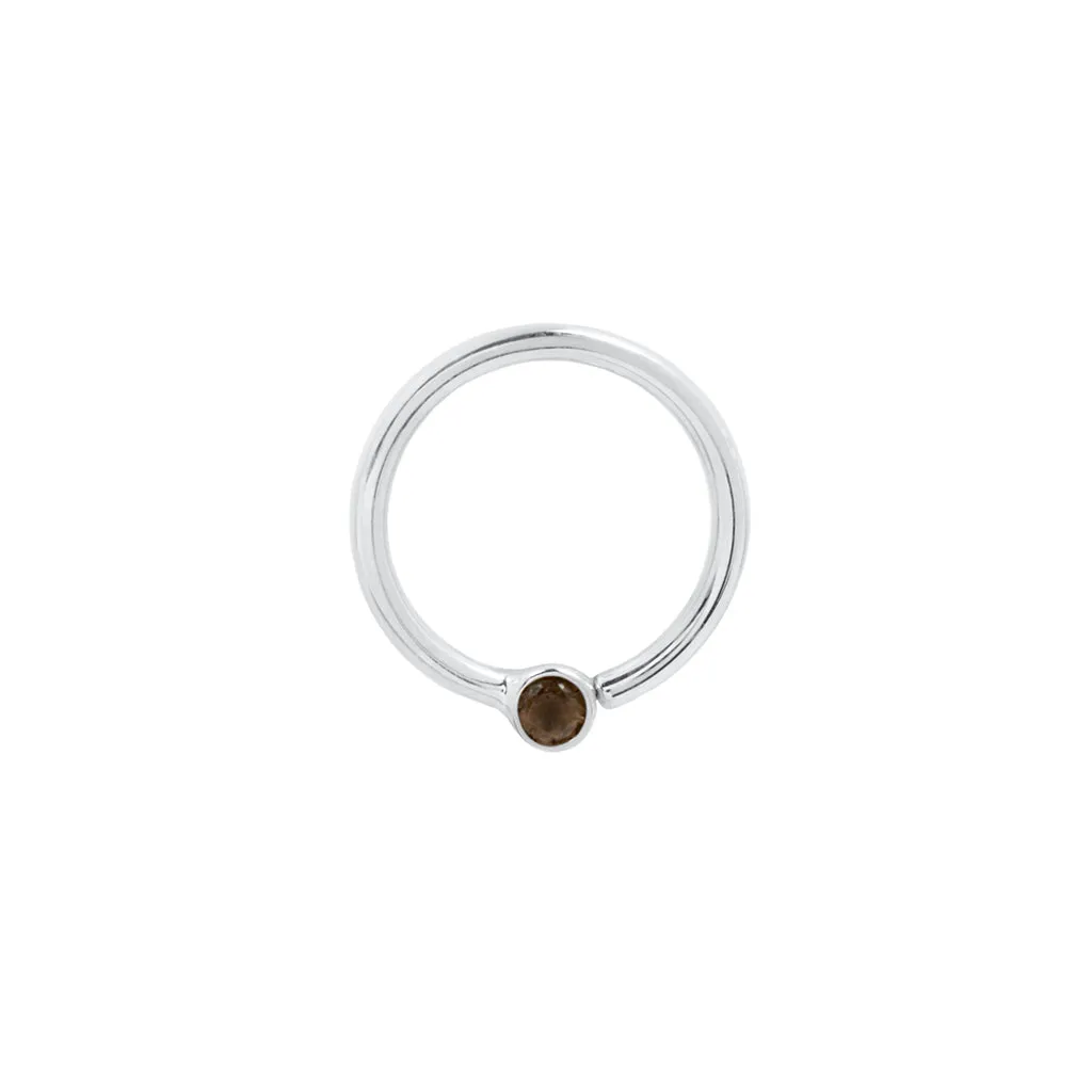 Fixed Bezel Bead Ring 2mm Smoky Quartz