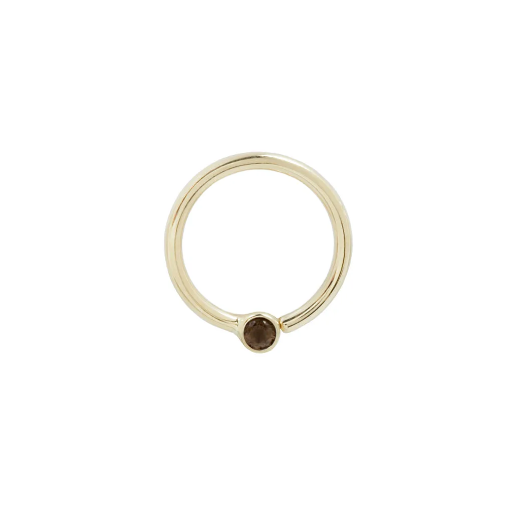 Fixed Bezel Bead Ring 2mm Smoky Quartz