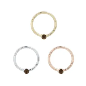 Fixed Bezel Bead Ring 2mm Smoky Quartz