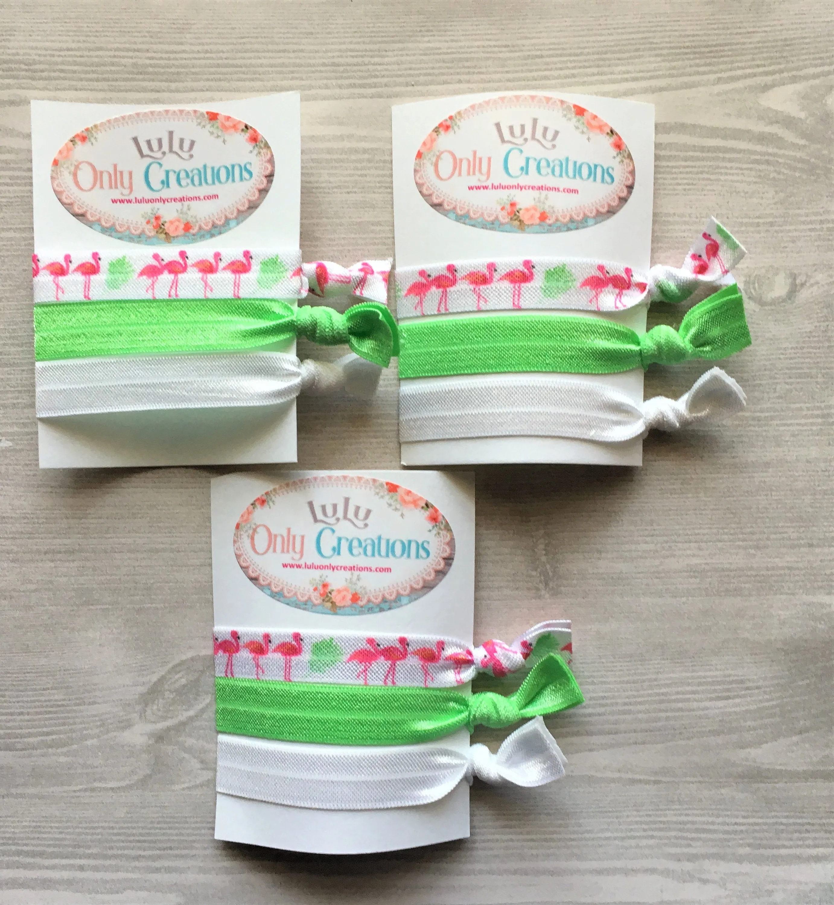 Flamingo Hair Ties, Set of 3 Cards