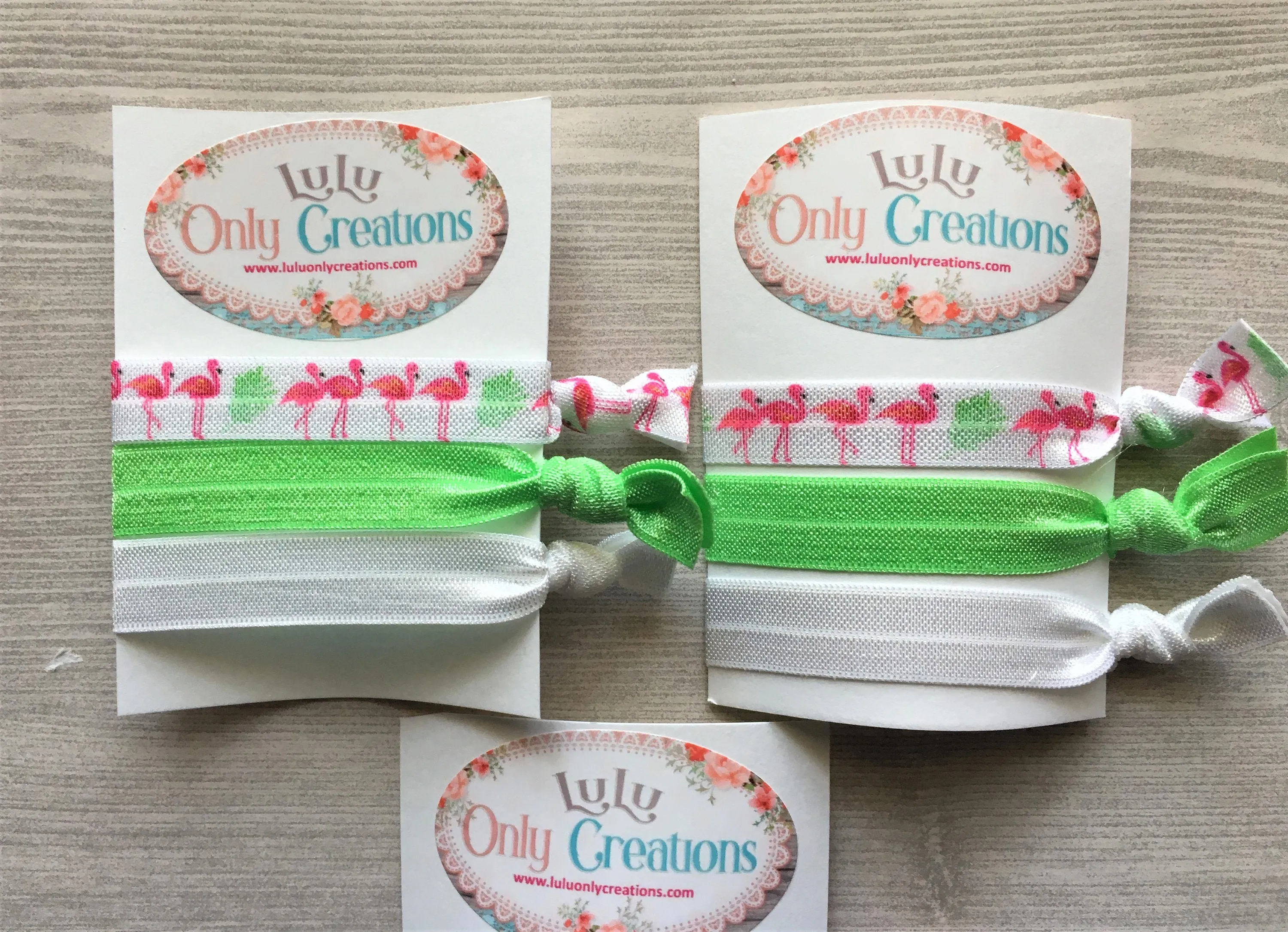 Flamingo Hair Ties, Set of 3 Cards