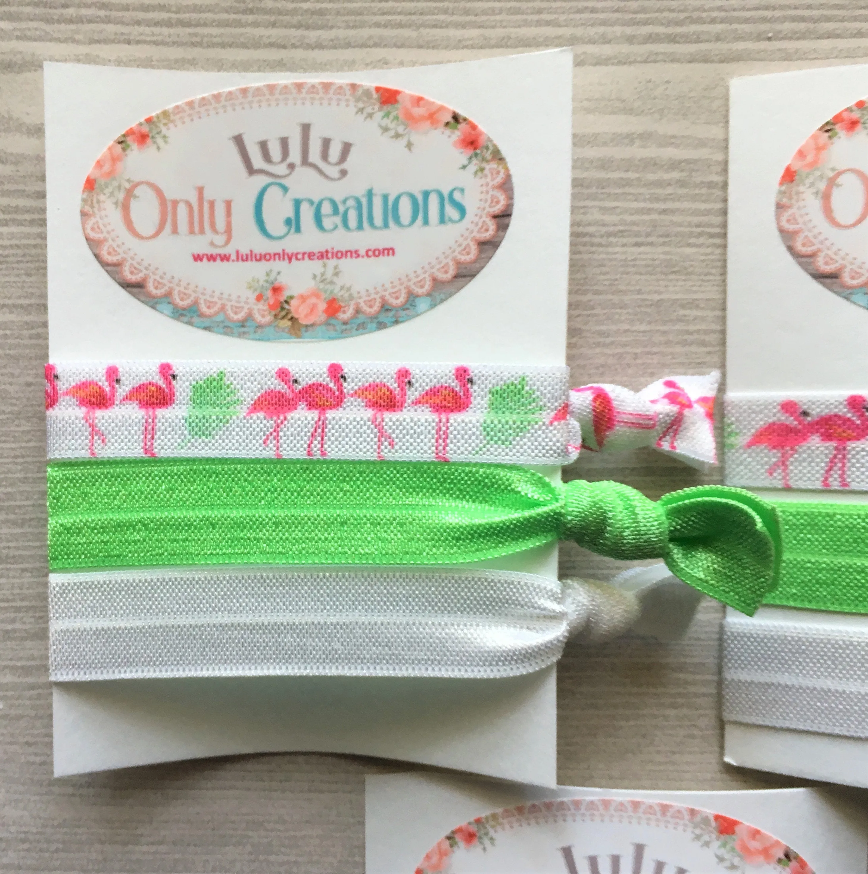 Flamingo Hair Ties, Set of 3 Cards