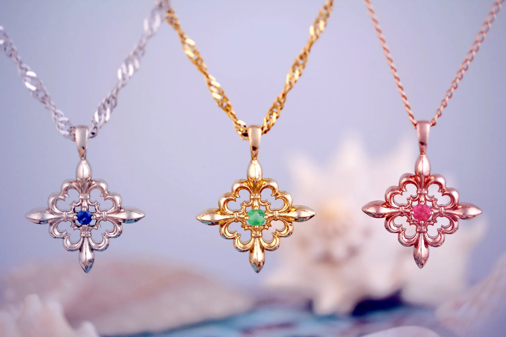Fleur-de-lis Emerald Pendant