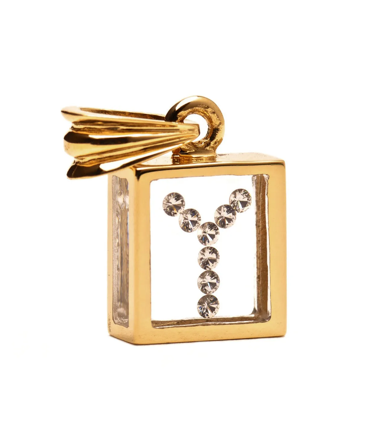 Floating Diamond Pendant: 14k Yellow Gold (A-Z)