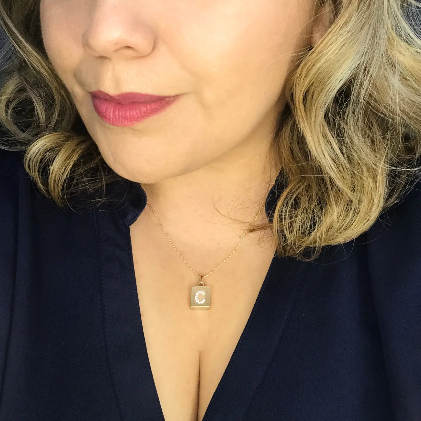 Floating Diamond Pendant: 14k Yellow Gold (A-Z)