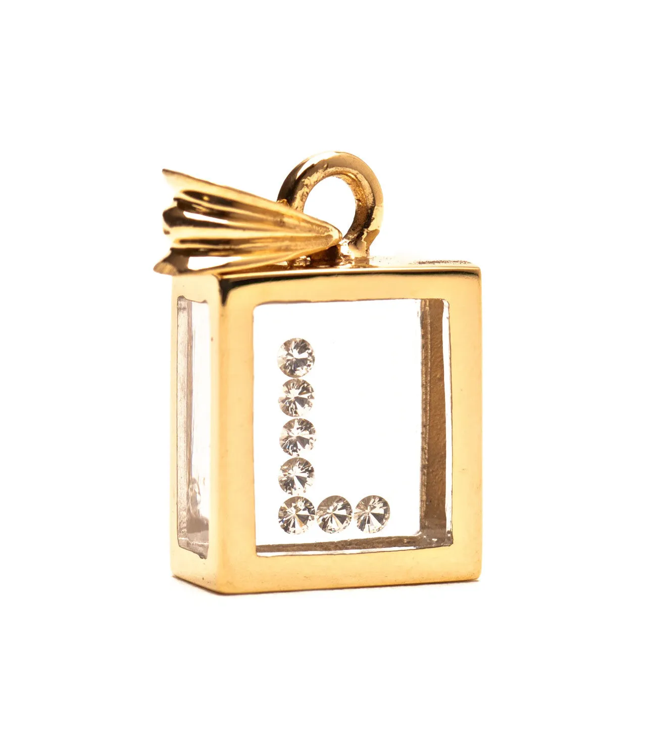 Floating Diamond Pendant: 14k Yellow Gold (A-Z)