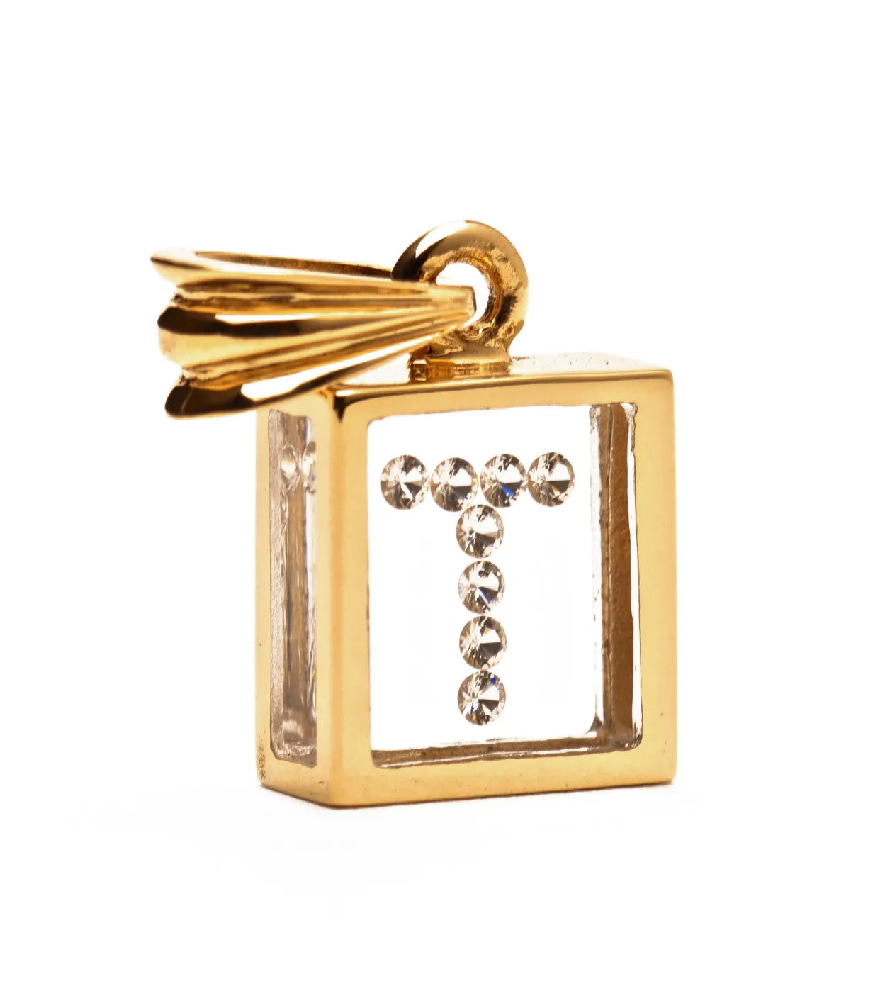 Floating Diamond Pendant: 14k Yellow Gold (A-Z)