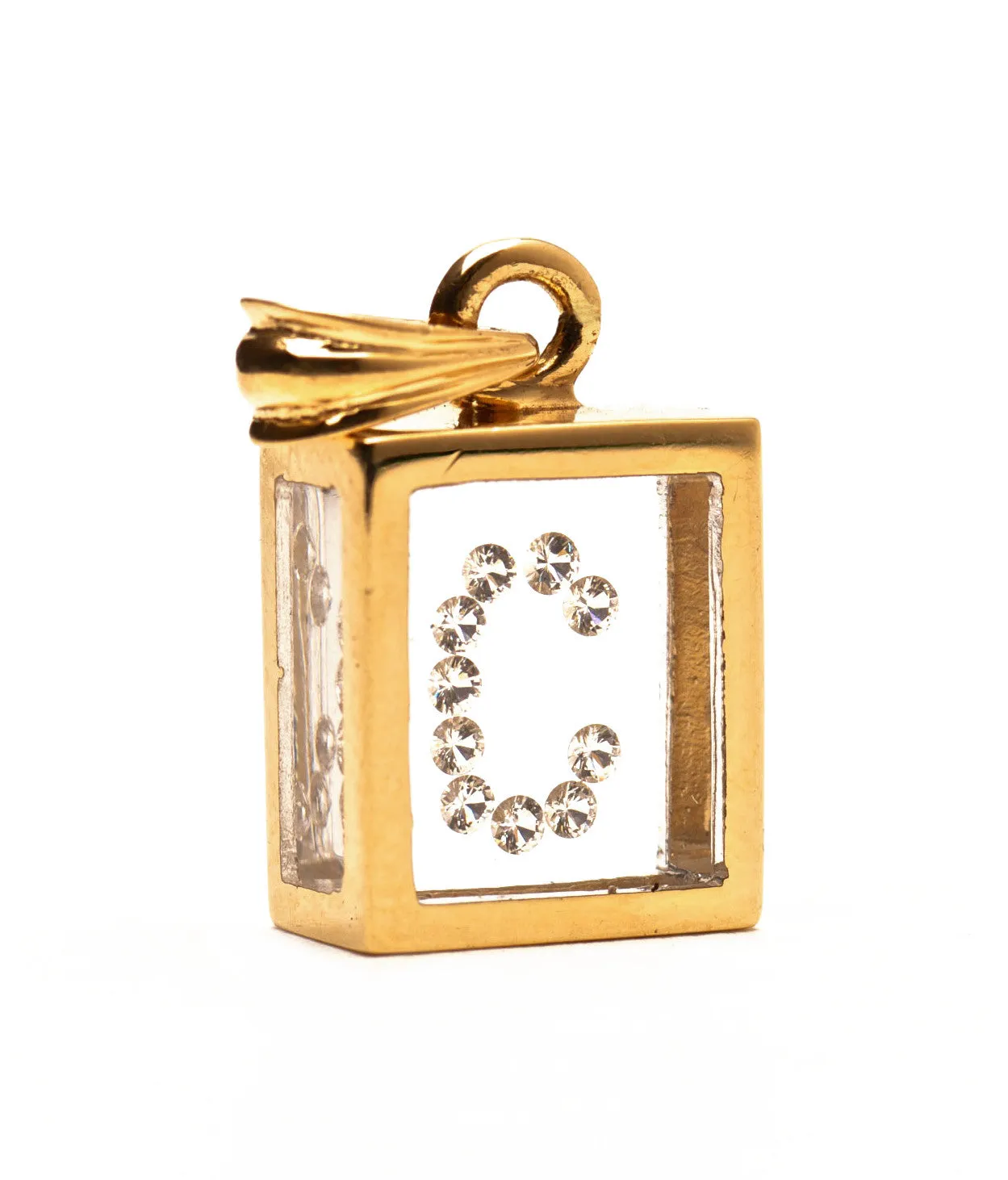 Floating Diamond Pendant: 14k Yellow Gold (A-Z)
