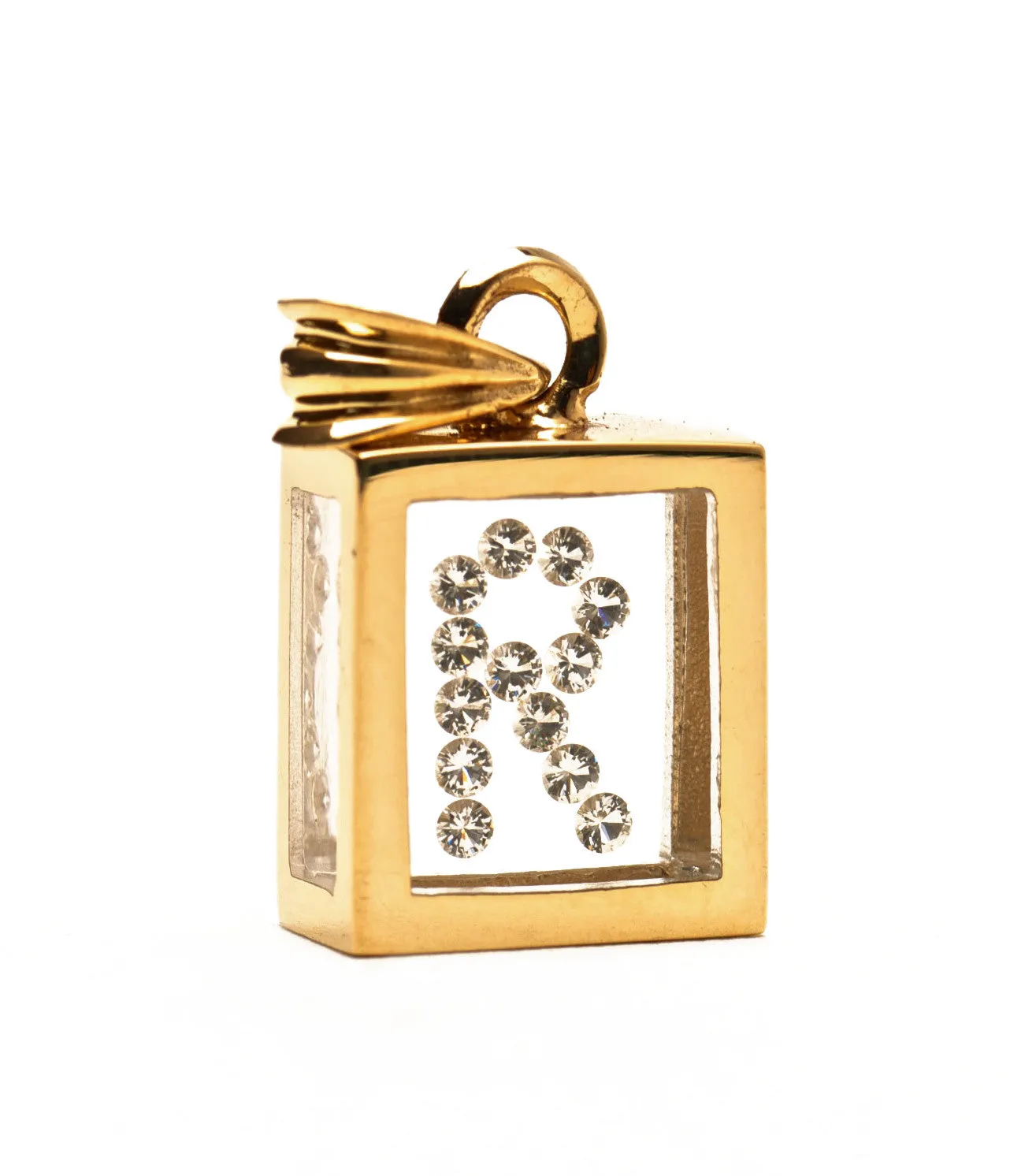 Floating Diamond Pendant: 14k Yellow Gold (A-Z)