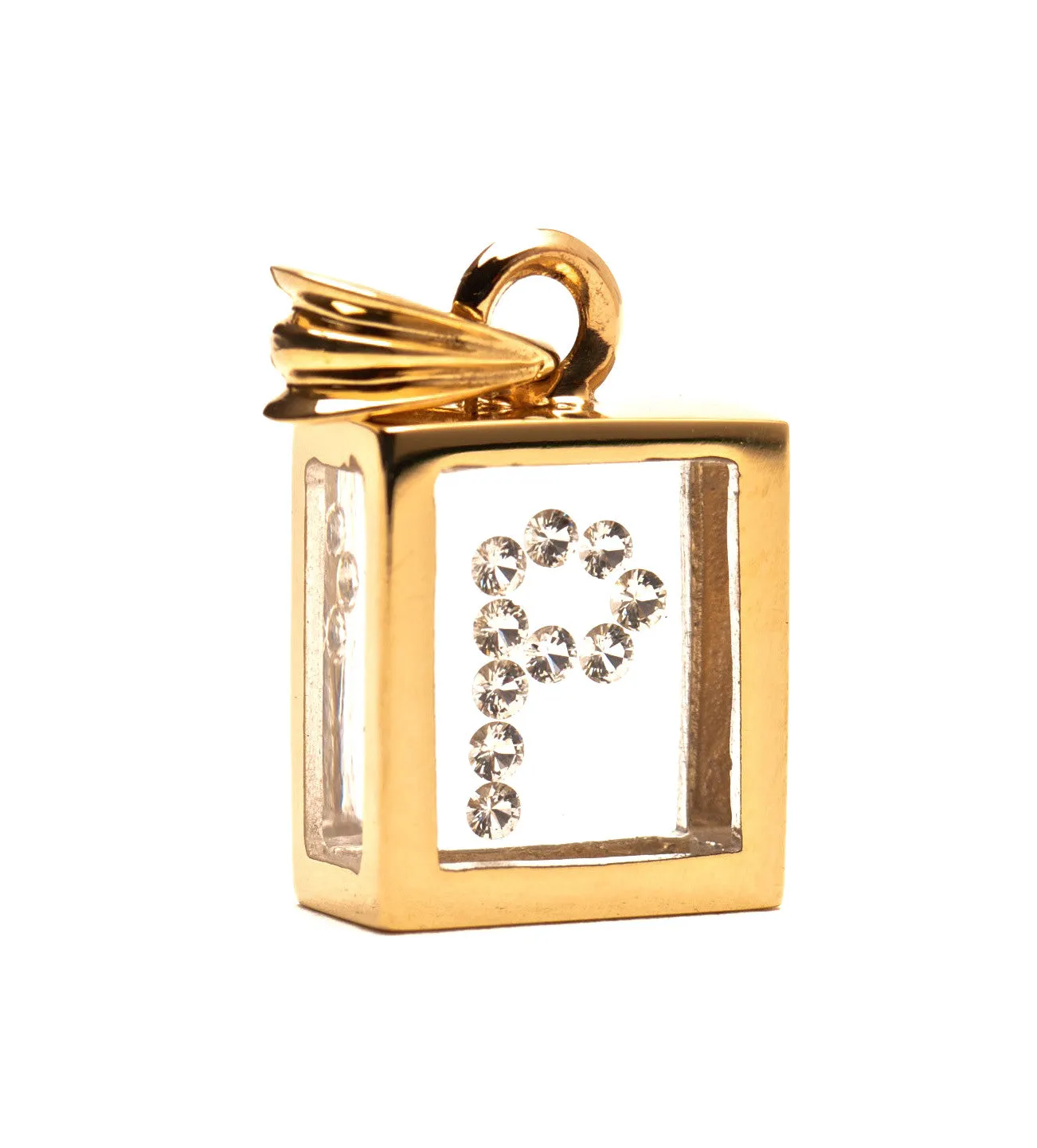 Floating Diamond Pendant: 14k Yellow Gold (A-Z)