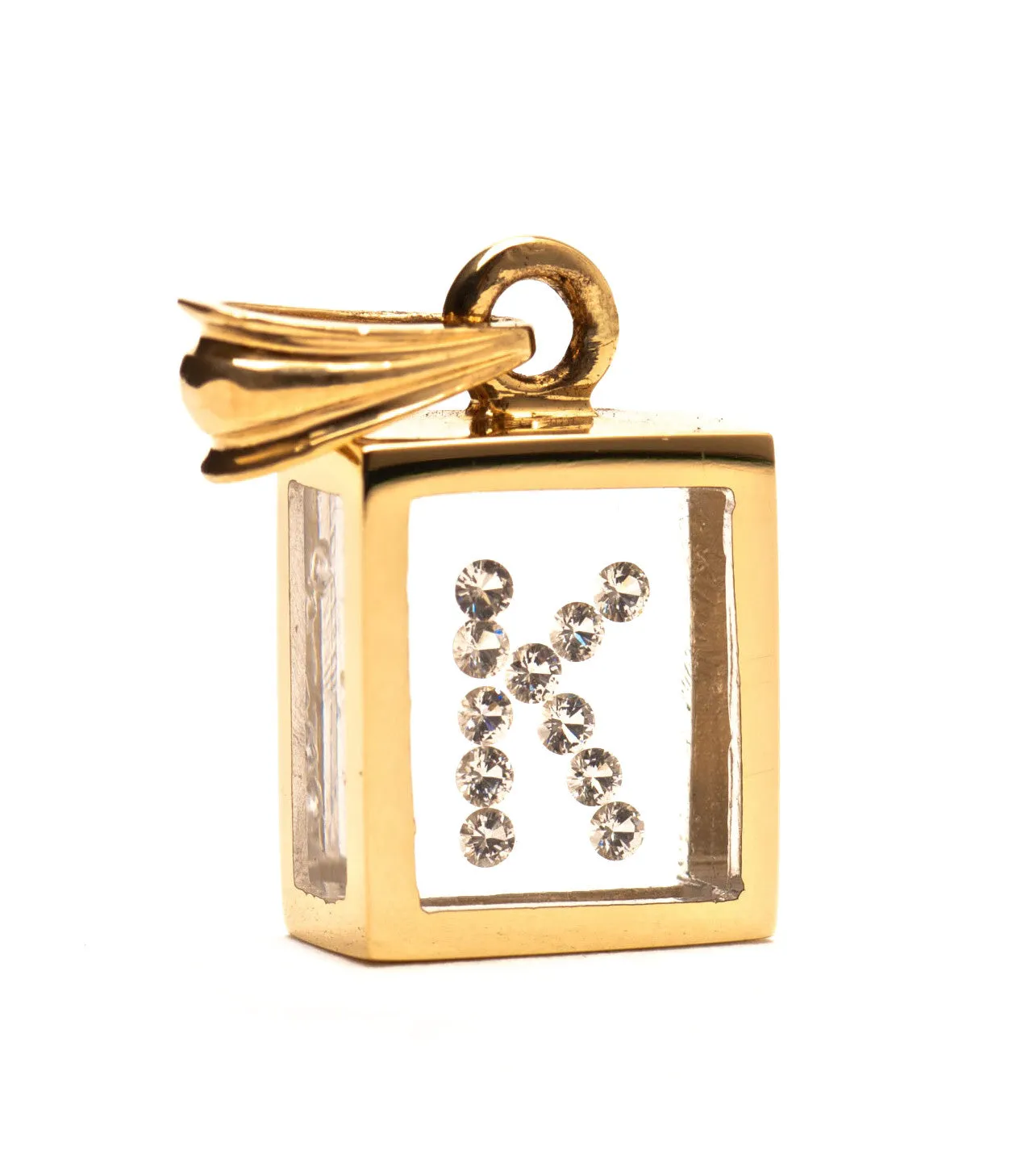 Floating Diamond Pendant: 14k Yellow Gold (A-Z)
