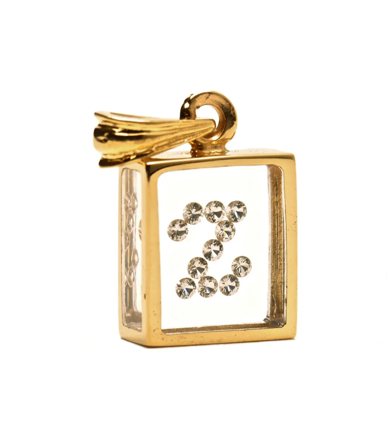 Floating Diamond Pendant: 14k Yellow Gold (A-Z)